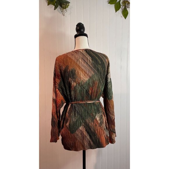 Zara Multicolor Pleated String Tie Wrap Blouse Top Sz S NWT! - Picture 4 of 16